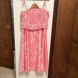 Floral Pink Sleeveless Tank Top and Skirt